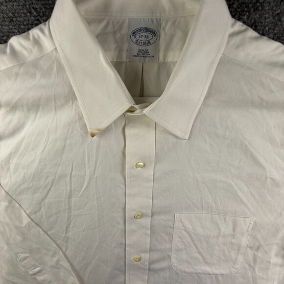 Brooks Brothers Other - Brooks Brothers White Long Sleeve 17 33 Slim Fit Non Iron Button Up Shirt ***
